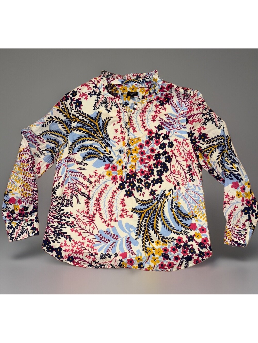 Talbots Petite Women’s Size XL P White Multicolor Floral Blouse Shirt Button